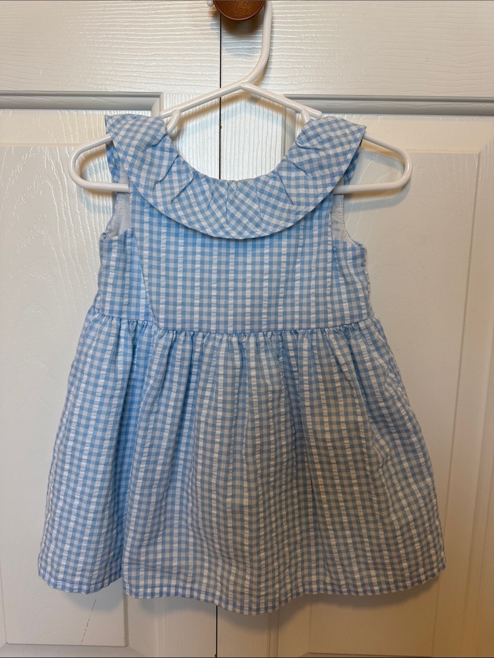 Carter's Light Blue Gingham Ruffle Collar Dress